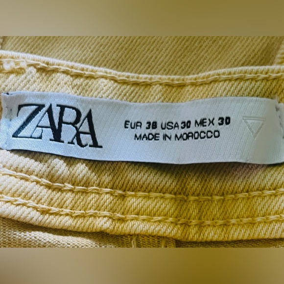 Zara Yellow Jean Shorts High-Waisted Denim - Picture 6 of 7
